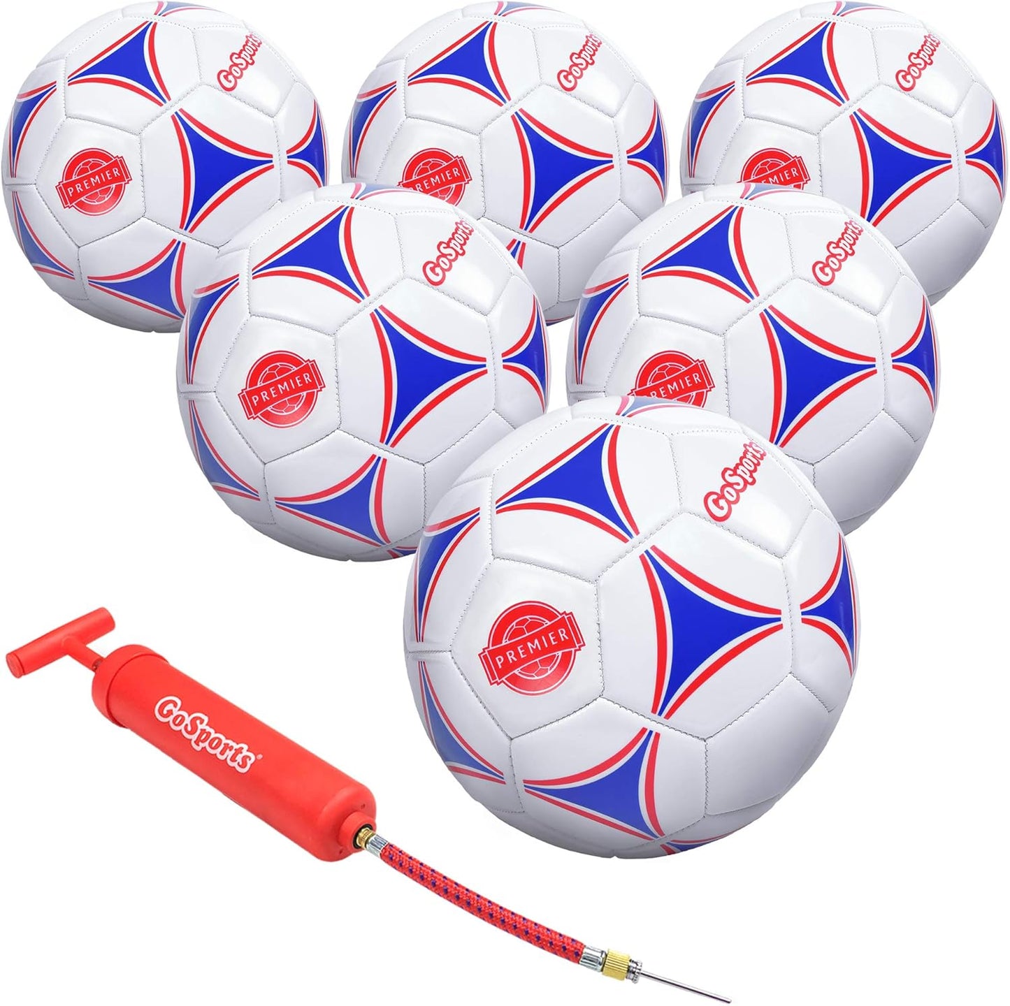 GoSports Premier Soccer Ball 6 Pack with Pump for Training