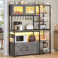 Bakers Rack with Power Outlet and LED Light - Versatile Coffee Bar