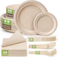Gezond Compostable Paper Plates Set 300 Pieces - Heavy-Duty Eco Plates