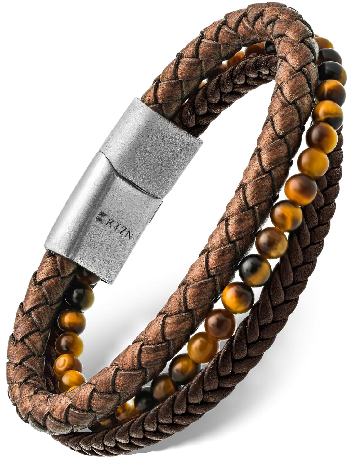 RTZN Multi Strand Bracelet for Men with Tiger Eye Beads