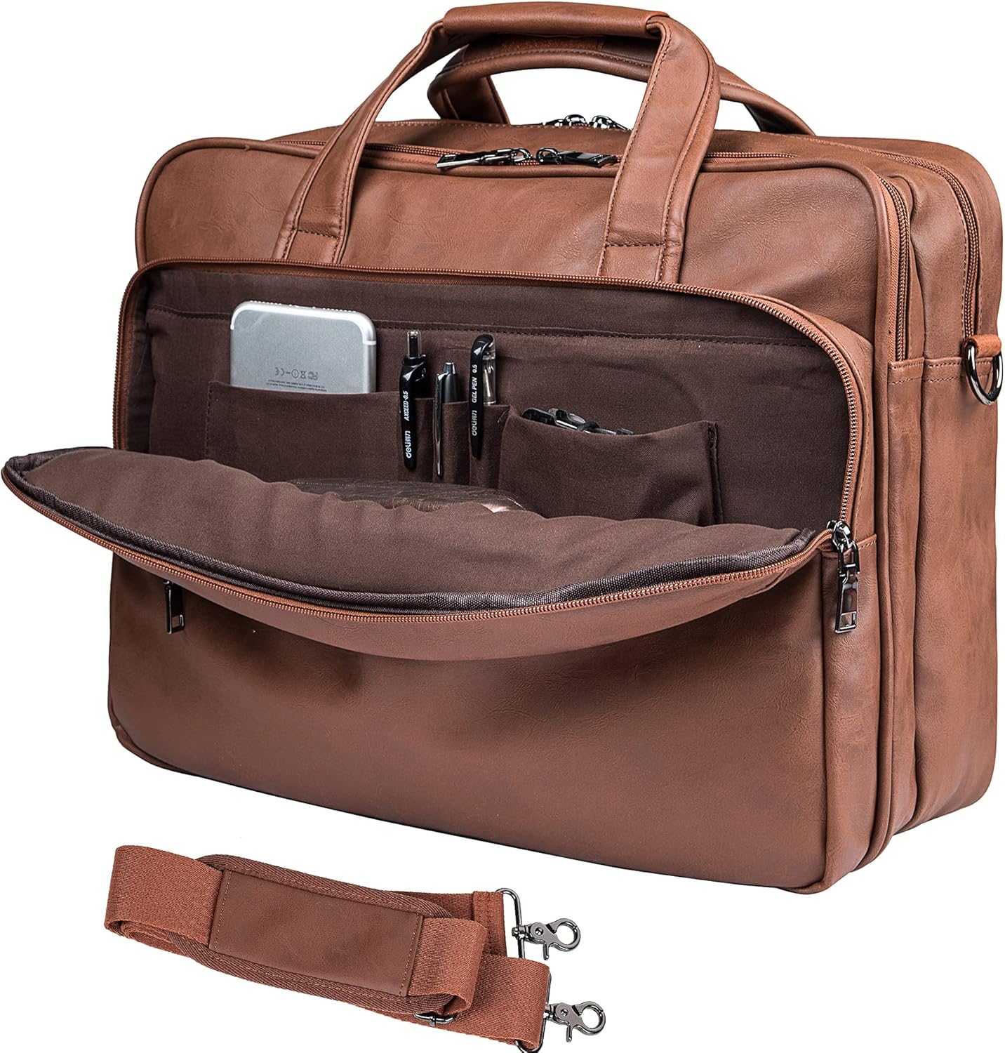 Seyfocnia Leather Laptop Bag for 15.6 In and 17.3 In Laptops