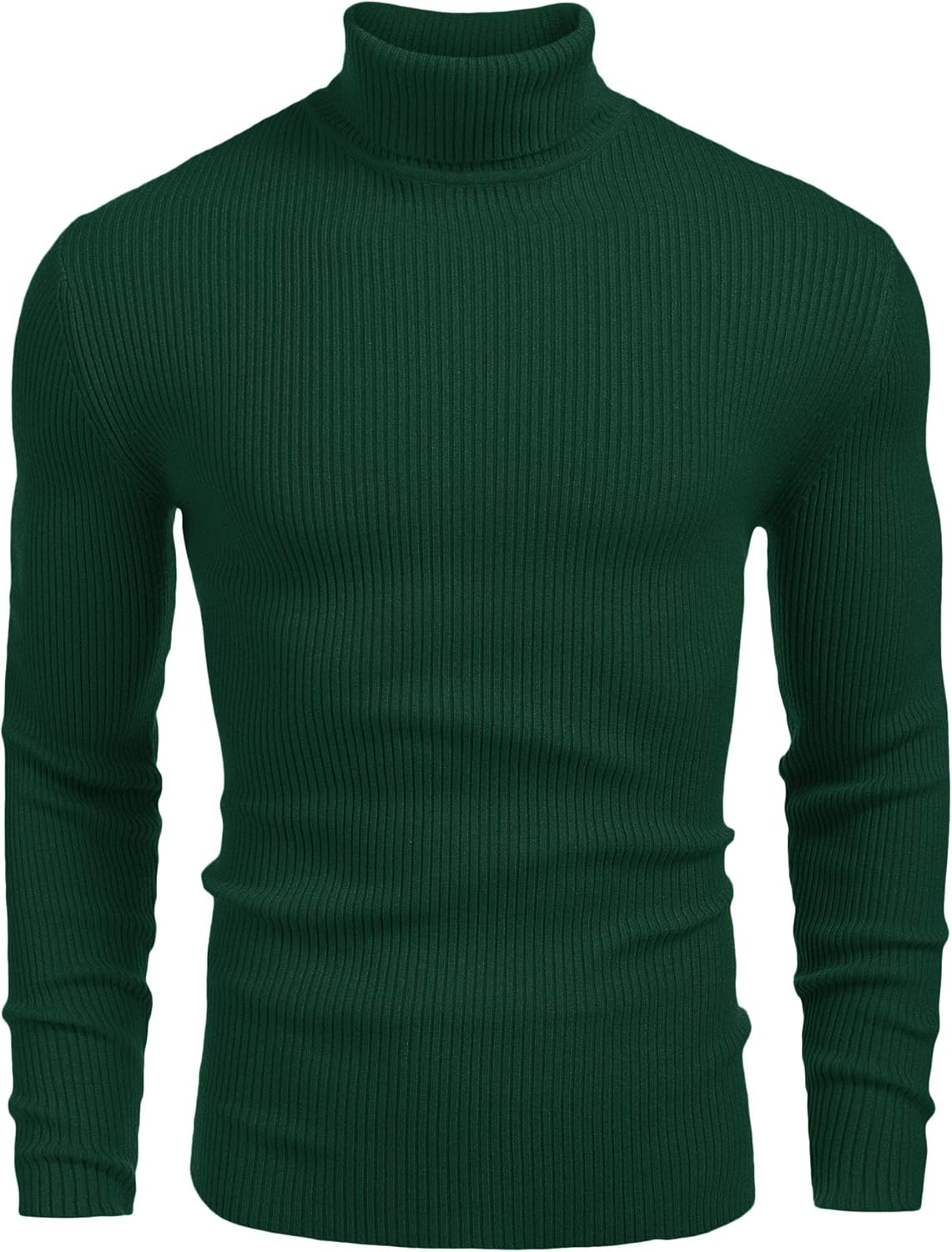 COOFANDY Mens Ribbed Slim Fit Knitted Pullover Turtleneck Sweater