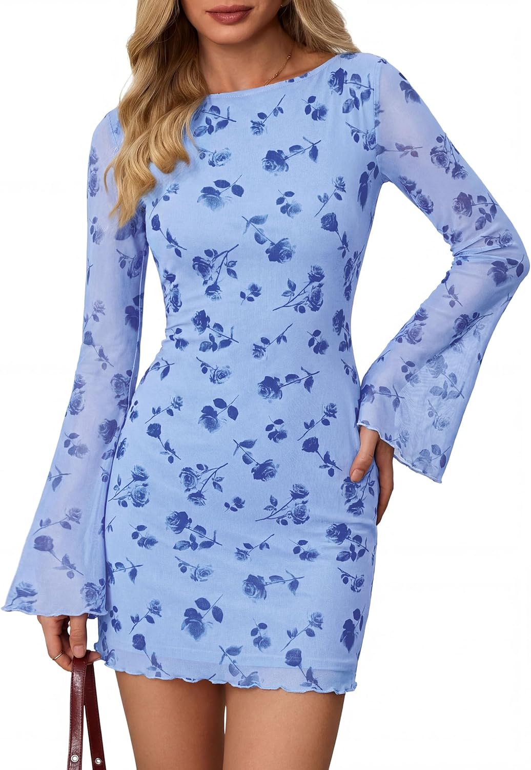 PRETTYGARDEN Women's Floral Long Sleeve Mini Dress for Fall