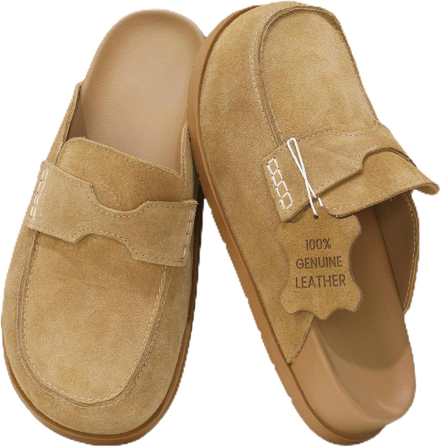 Women's Genuine Suede Clogs with Memory Foam & Non-Slip Sole