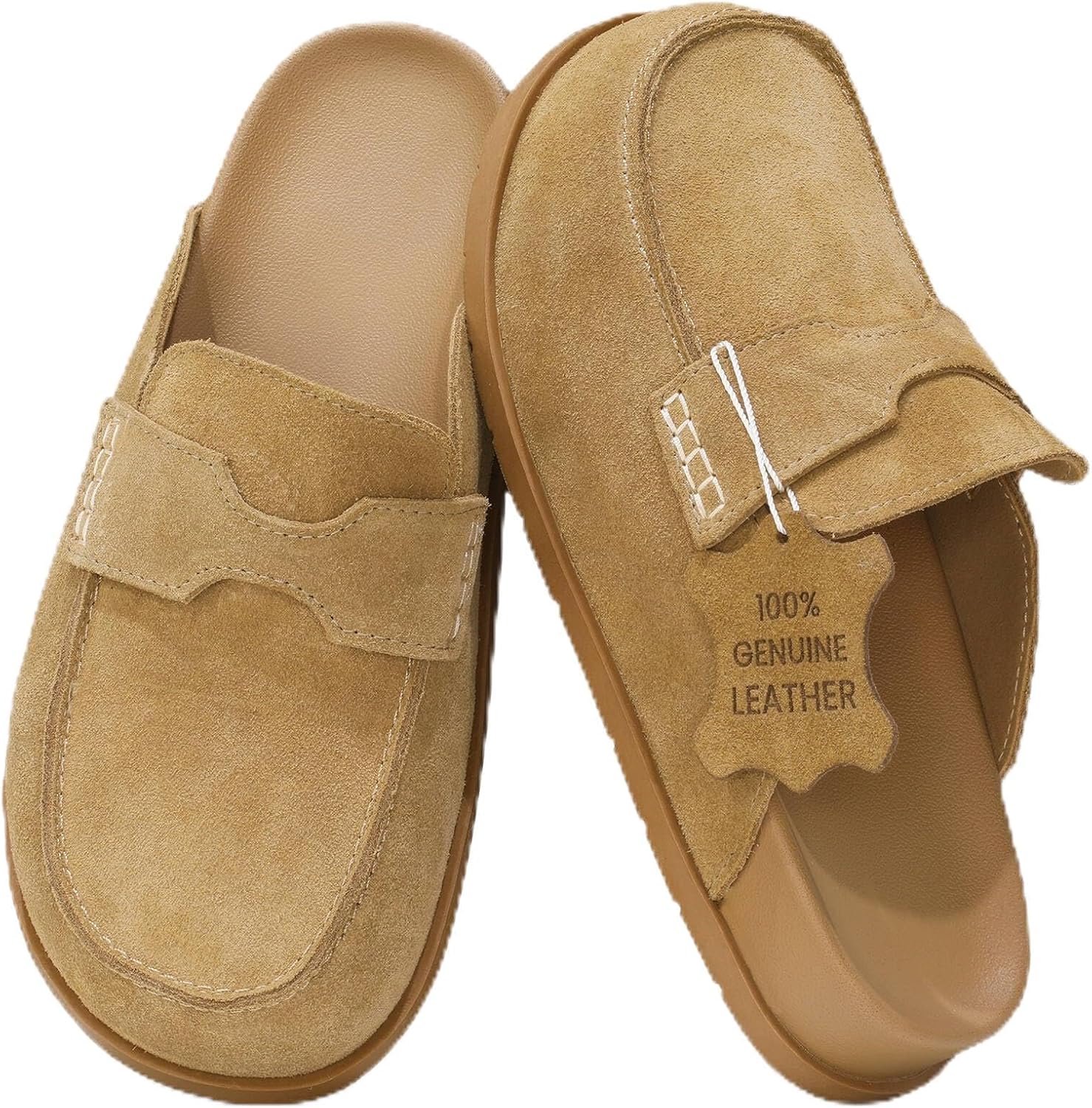 Women's Genuine Suede Clogs with Memory Foam & Non-Slip Sole