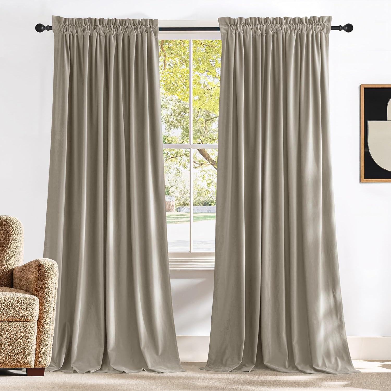 NICETOWN Velvet Curtains for Living Room, 12 ft Length Panels