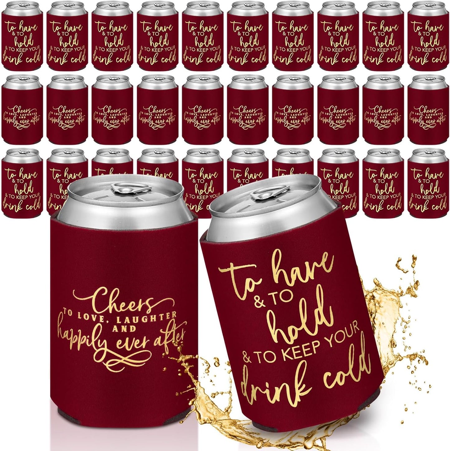 50 Burgundy Wedding Can Cooler Sleeves for Engagement Parties