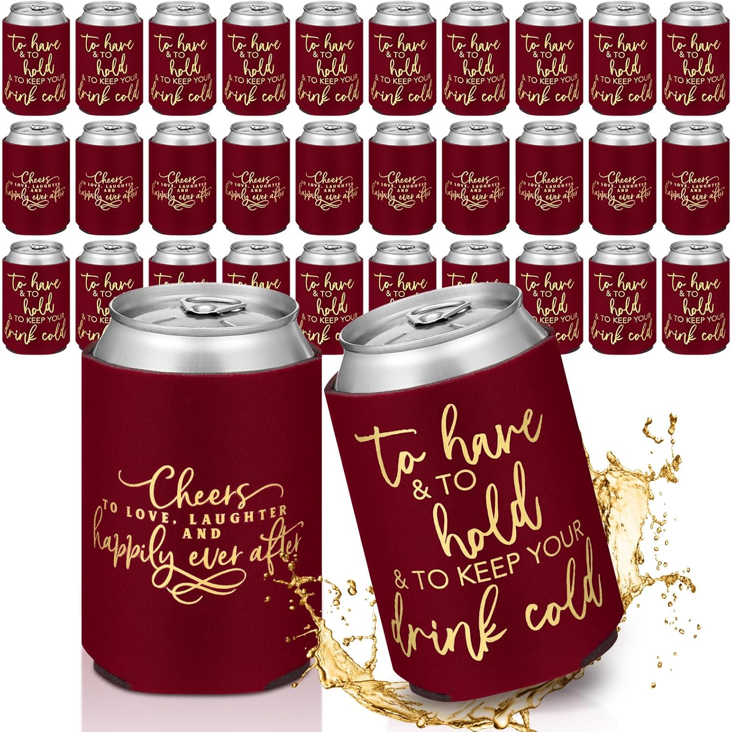50 Burgundy Wedding Can Cooler Sleeves for Engagement Parties