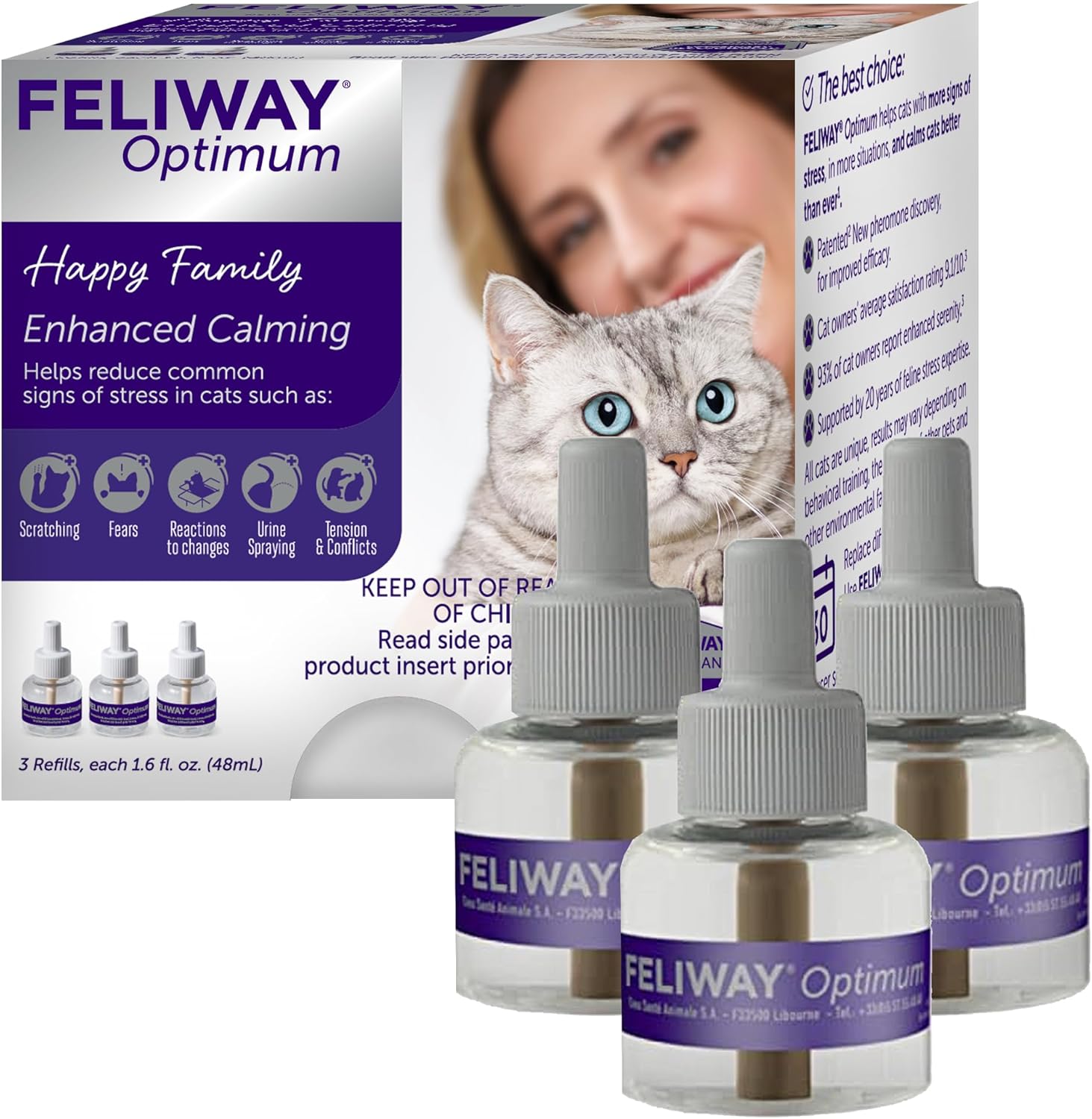 FELIWAY Optimum Cat Calming Refills for Stress Relief 3 Pack