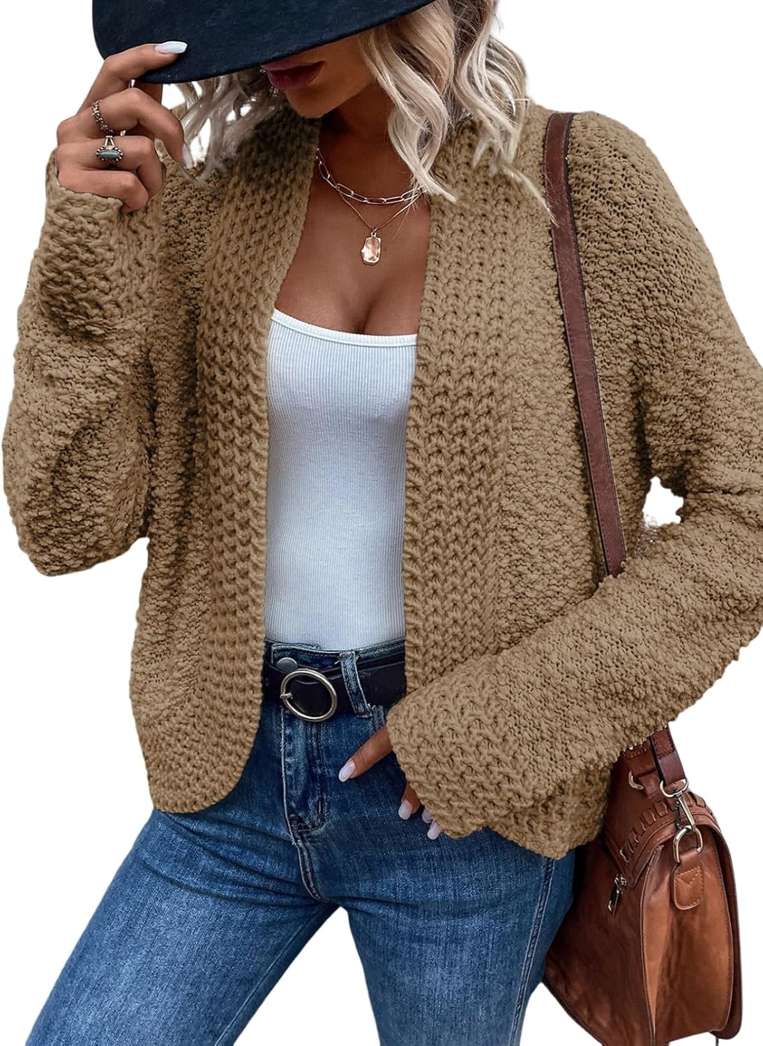 Dokotoo Women's Open Front Chunky Knit Cardigan Sweater Coat