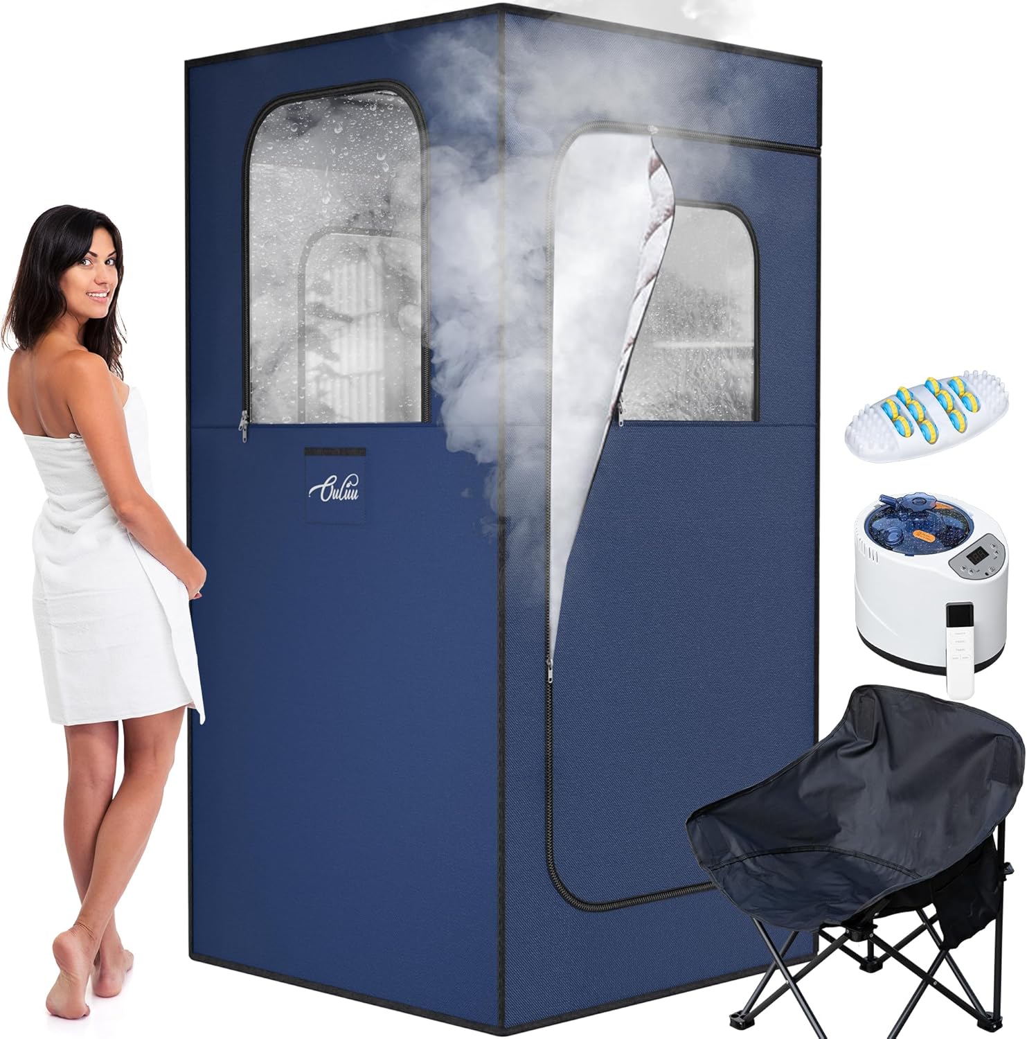 Portable Steam Sauna with Chair & Foot Massager