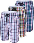 Men's Plaid Pajama Shorts 3-Pack - Lightweight Cotton Lounge Set