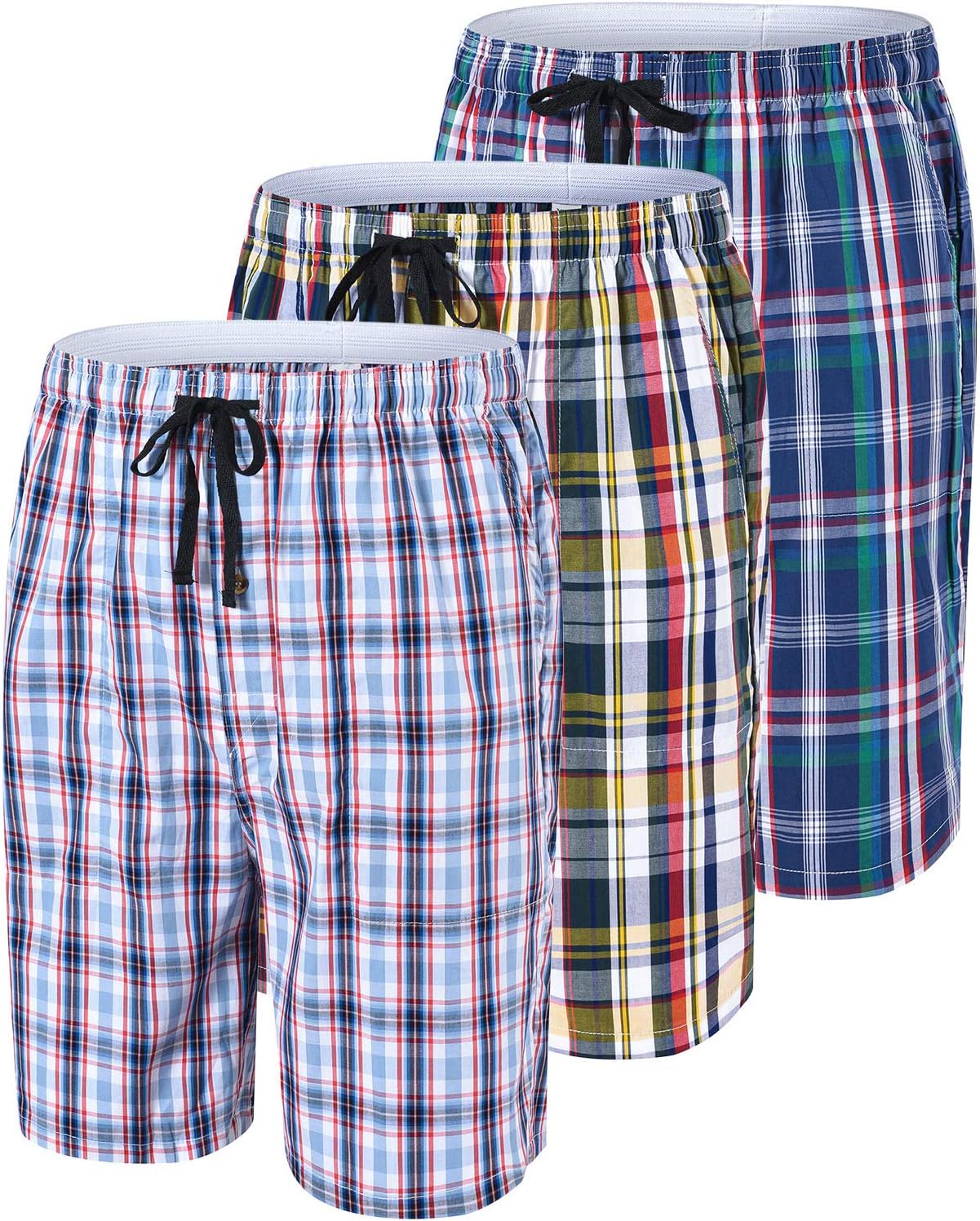 MoFiz Men's Plaid Pajama Shorts 3-Pack for Ultimate Comfort