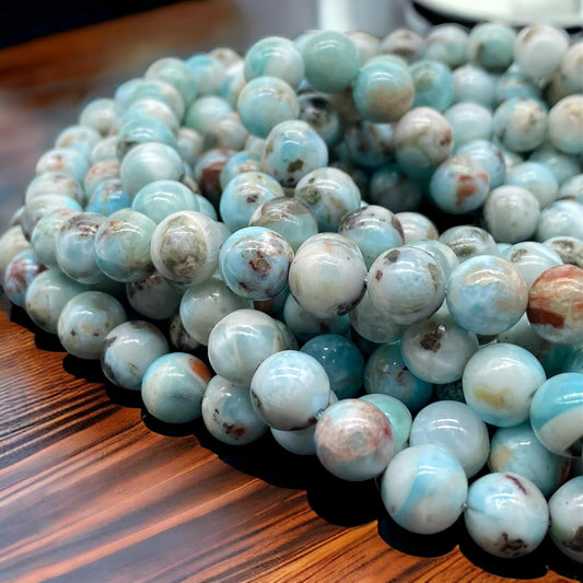 ABCGEMS Dominican Republic Larimar Beads with Black Streaks