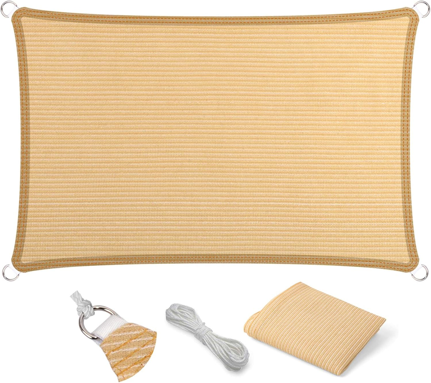 Eden's Decor 10ft x 21ft Beige UV-Blocking Shade Sail Canopy