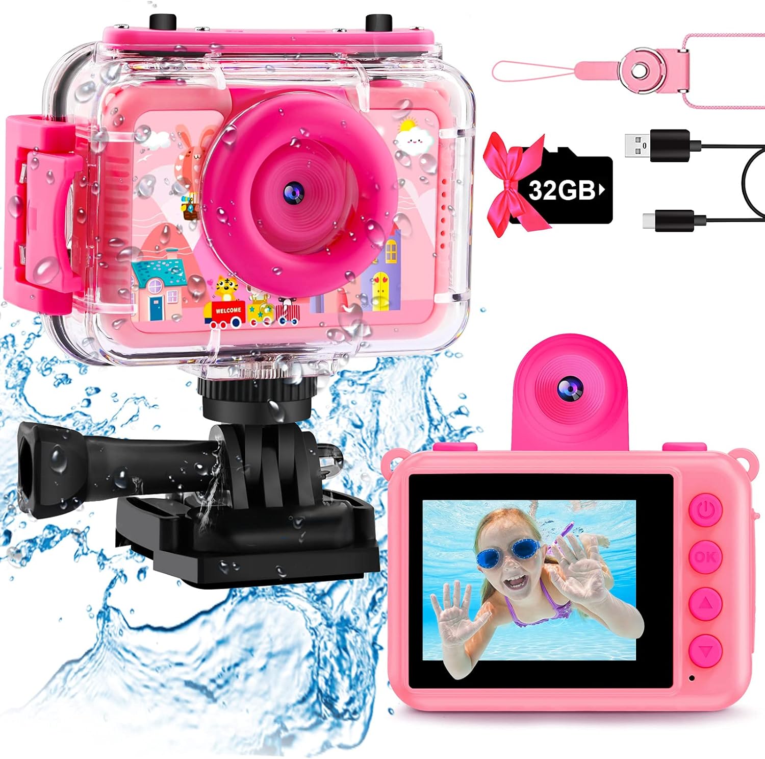 GKTZ Kids Waterproof Camera - HD Action Cam for Fun Adventures
