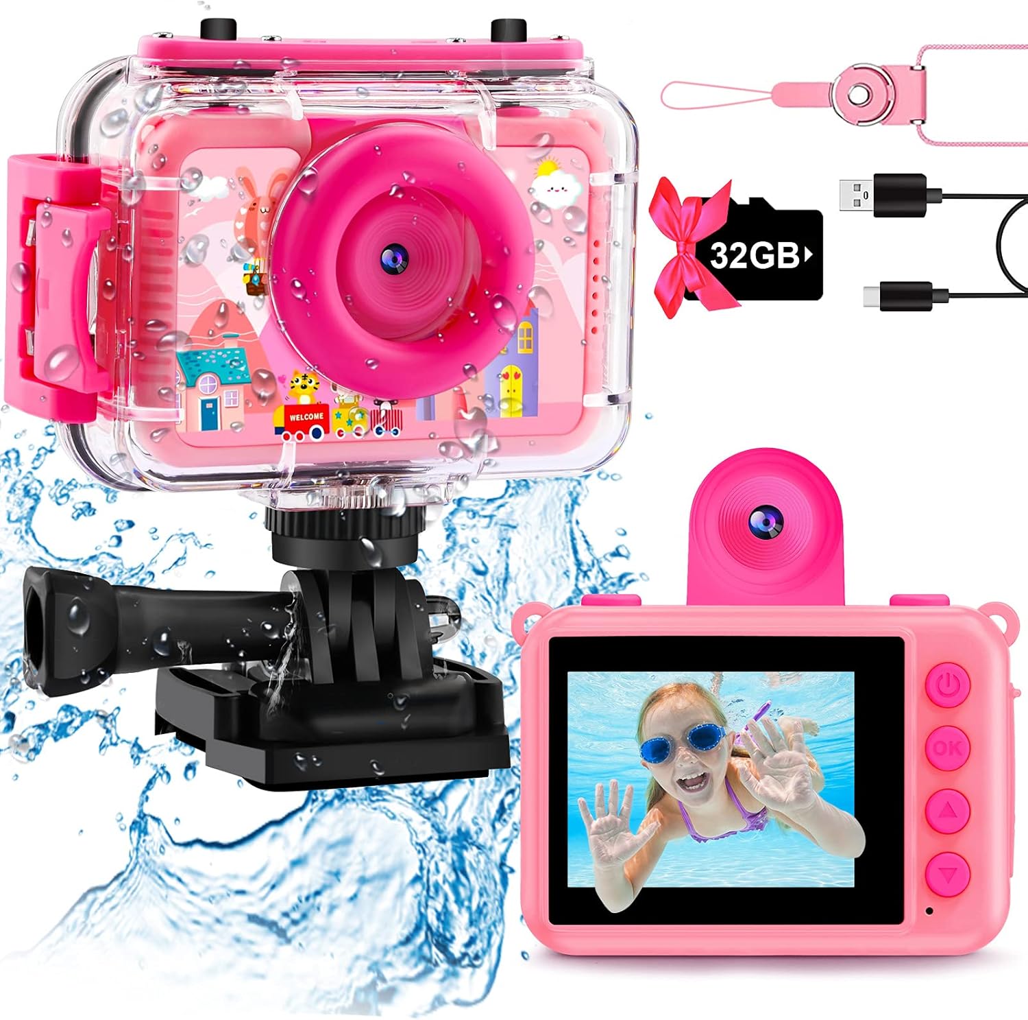 GKTZ Kids Camera - Waterproof Action Camera for Fun Adventures