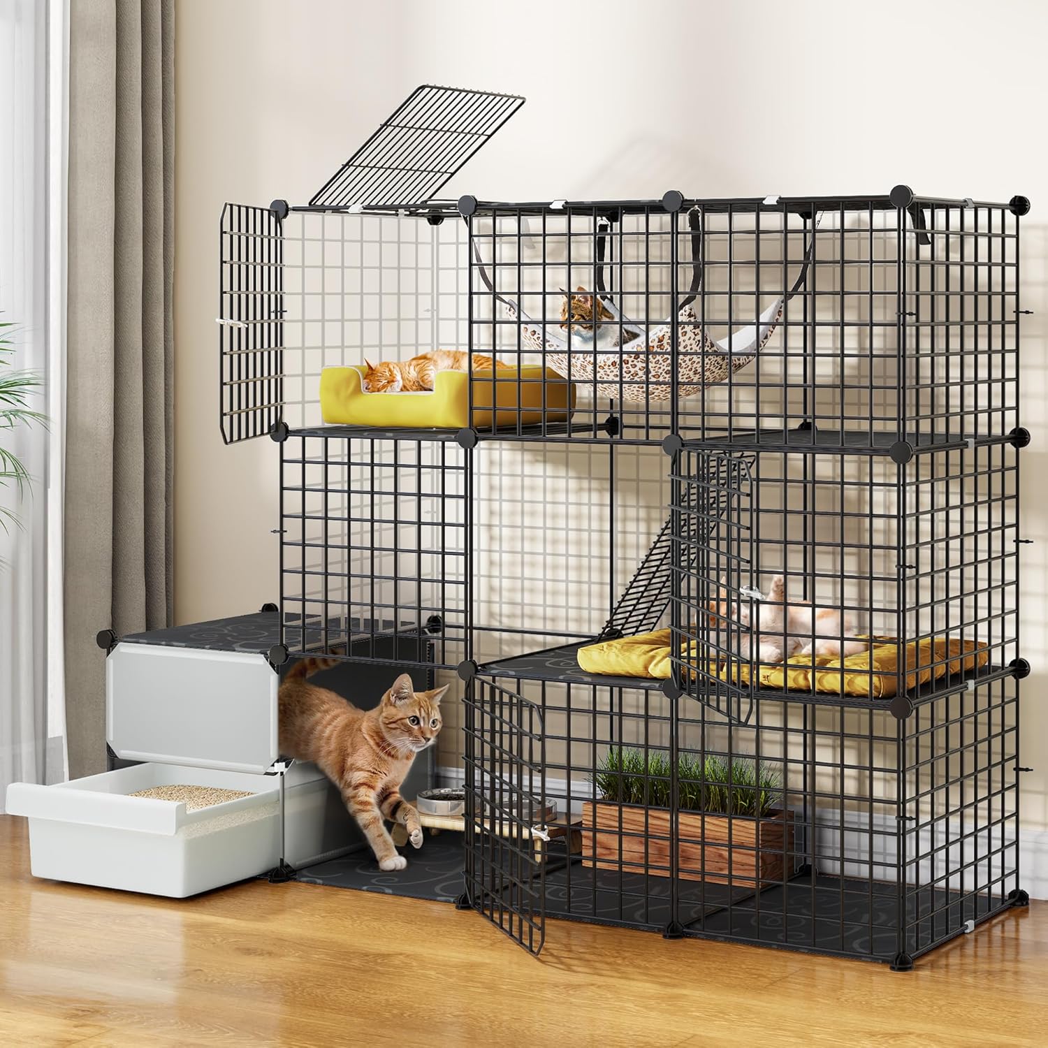 YITAHOME 3-Tier Cat Cage with Litter Box for Small Cats
