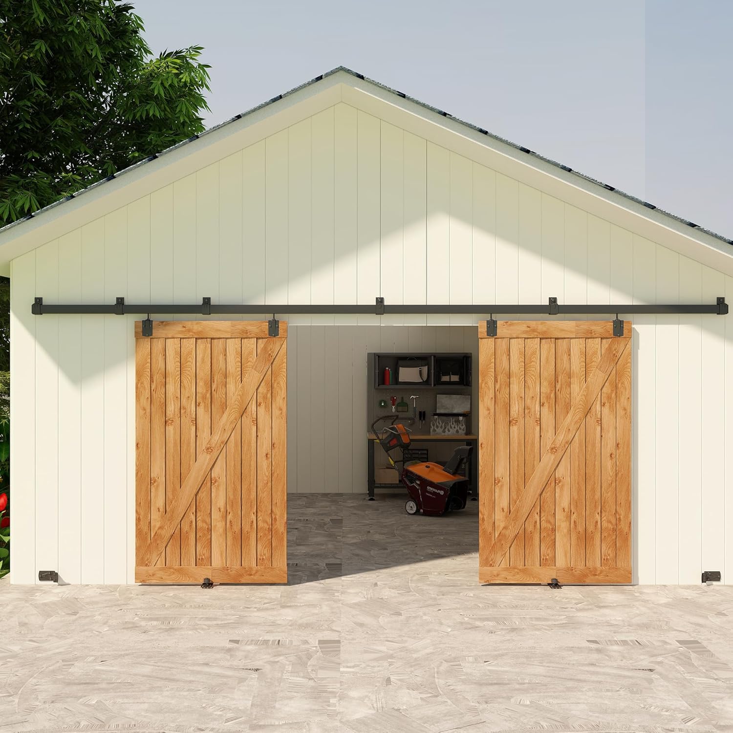 Heavy Duty Sliding Barn Door Hardware Kit for Two Doors System
