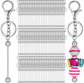 80 Pack Beadable Keychain Bars Bulk - Silver Beadable Blanks for DIY