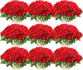 Jexine 100 Pieces Artificial Roses Bulk - Realistic Long Stem Red