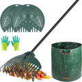 17Tines Double Row Garden Rake Set with 9Tines Hand Rakes - Leaf Clear