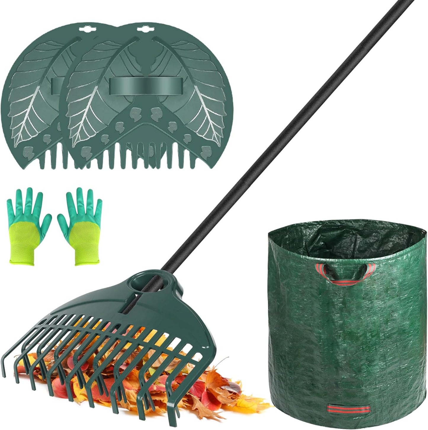 17Tines Double Row Garden Rake Set for Efficient Leaf Cleanup