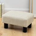 Beige Small Rectangle Foot Stool PU Leather Footrest - Compact Comfort
