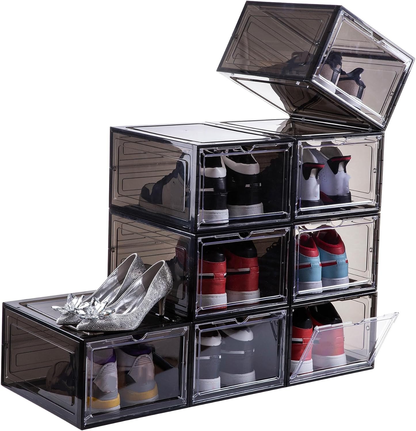 Attelite Clear Shoe Box Set of 8 for Sneaker Storage Display