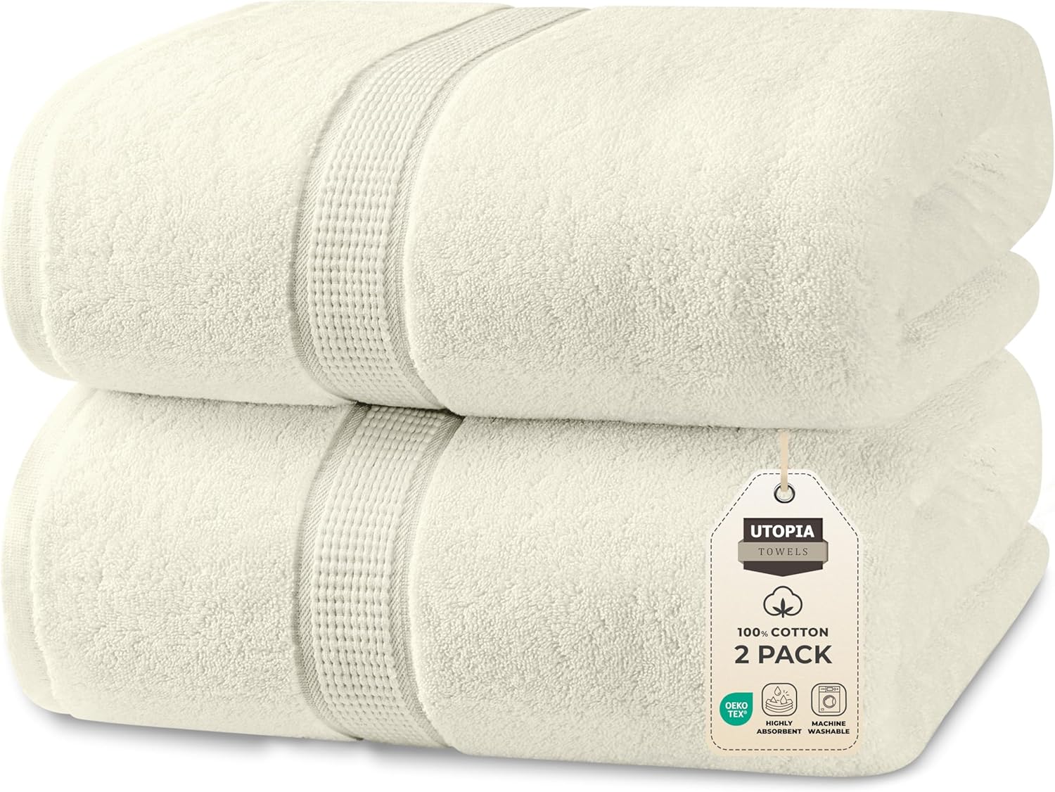 Luxurious Jumbo Bath Sheet Set of 2, 100% Cotton, 35 by 70 in
