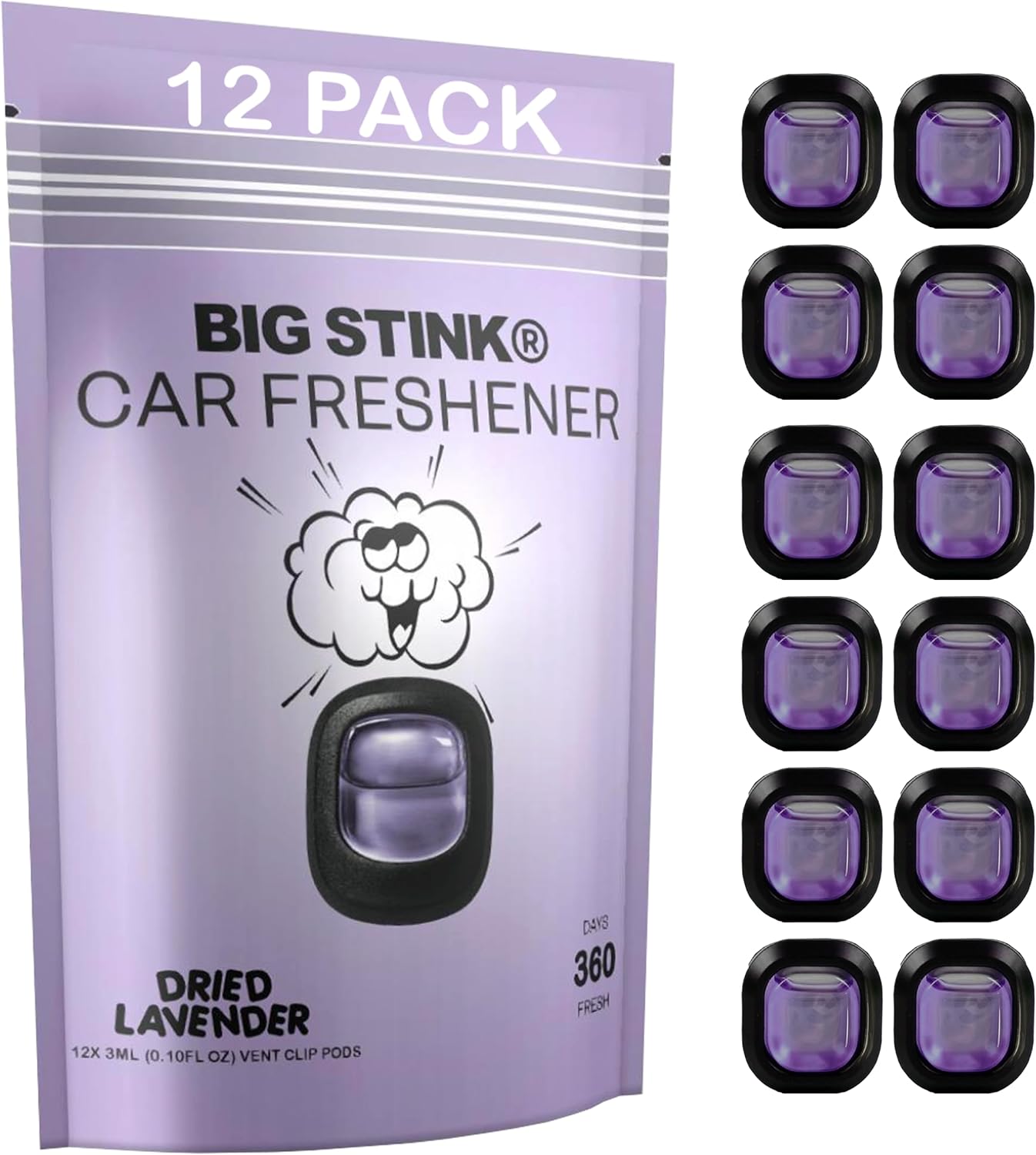 Big Stink Car Air Freshener Vent Clip with Dried Lavender Scent
