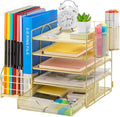 Marbrasse Rose Gold Desk Organizer with File Holder and Drawer