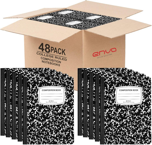 ENVO Black Marble Composition Notebooks - Bulk 48 Pack