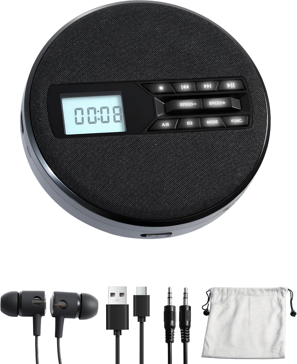 Portable CD Player with Speakers - Rechargeable Music Hub