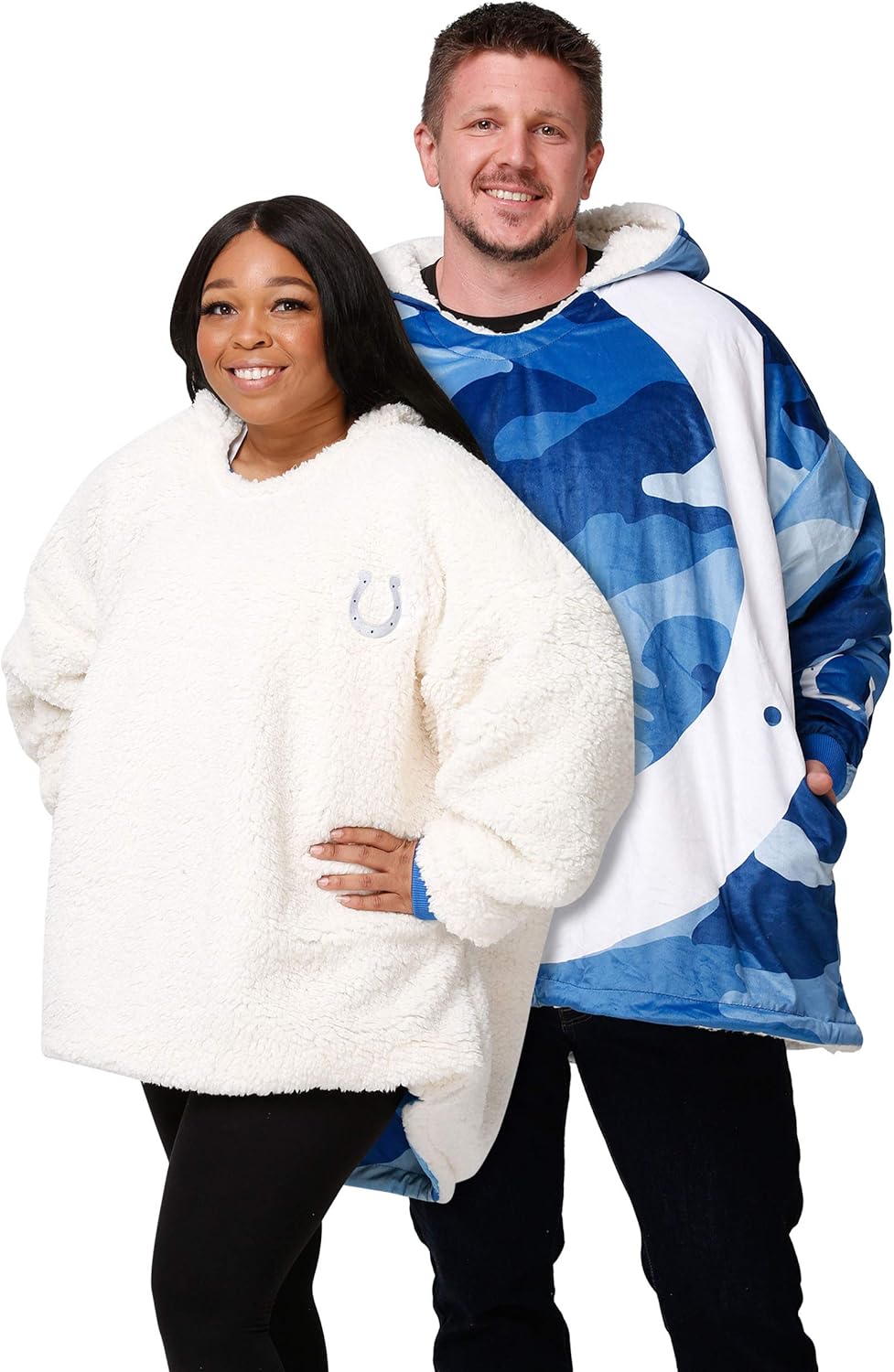 Foco NFL Team Logo Reversible Oversized Sherpa Hoodie Sweatshirt