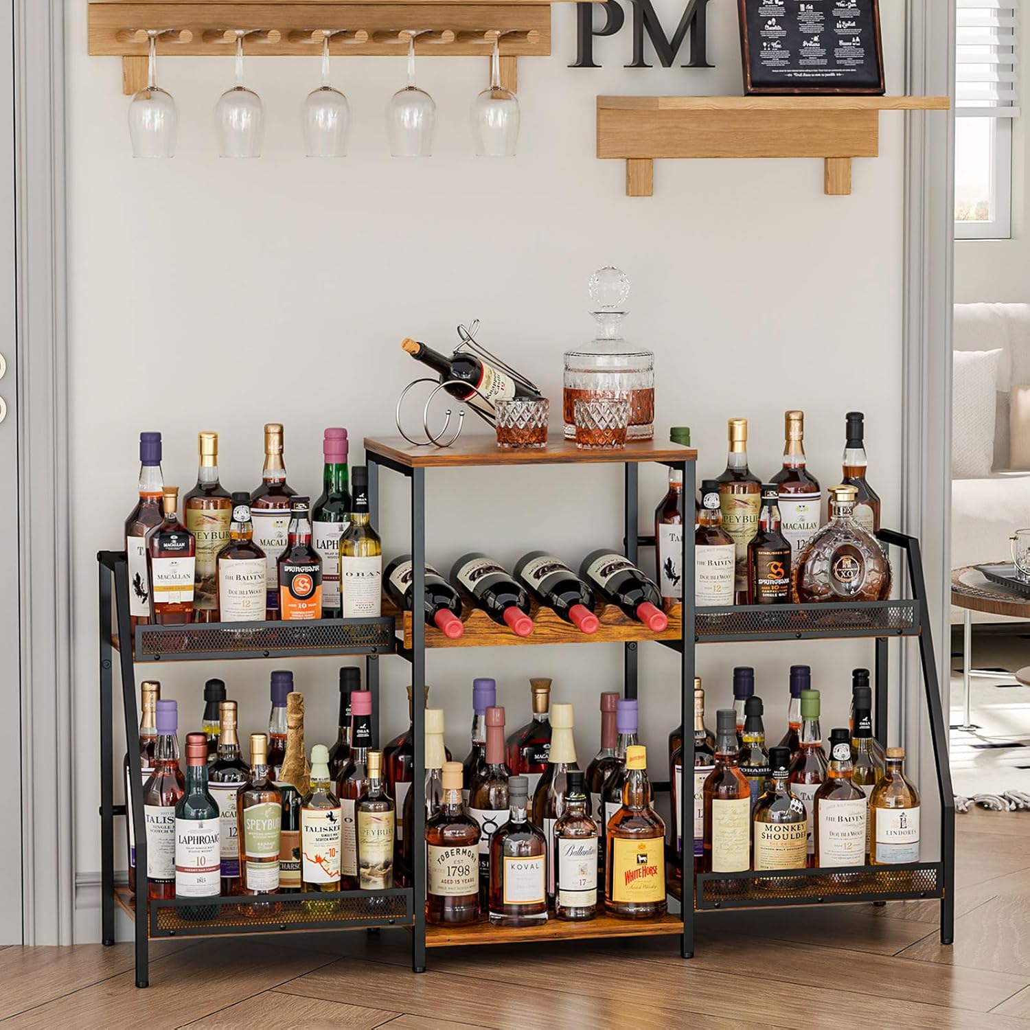Liquor Cabinet with Fences: Spacious Wine Rack for Home Use