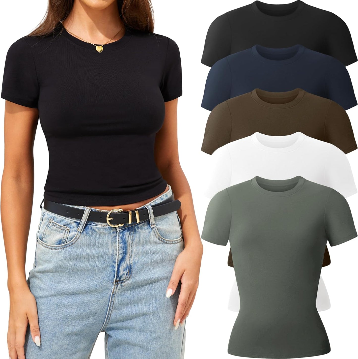CE' CERDR Womens T Shirts Crew Neck Short Sleeve Casual Tops