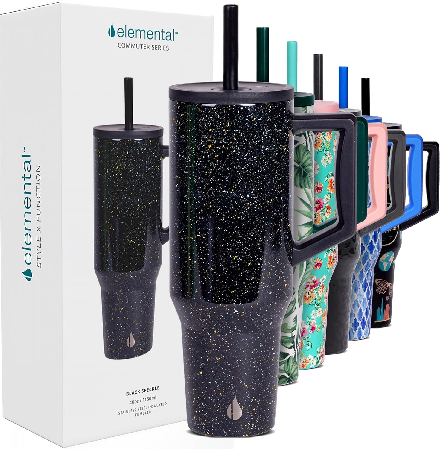 Elemental 40 oz Tumbler with Handle for Hot and Cold Beverages