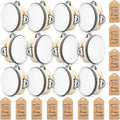 Boao 6 in Wedding Tambourines 12 Sets - Portable Wooden Handheld Drums
