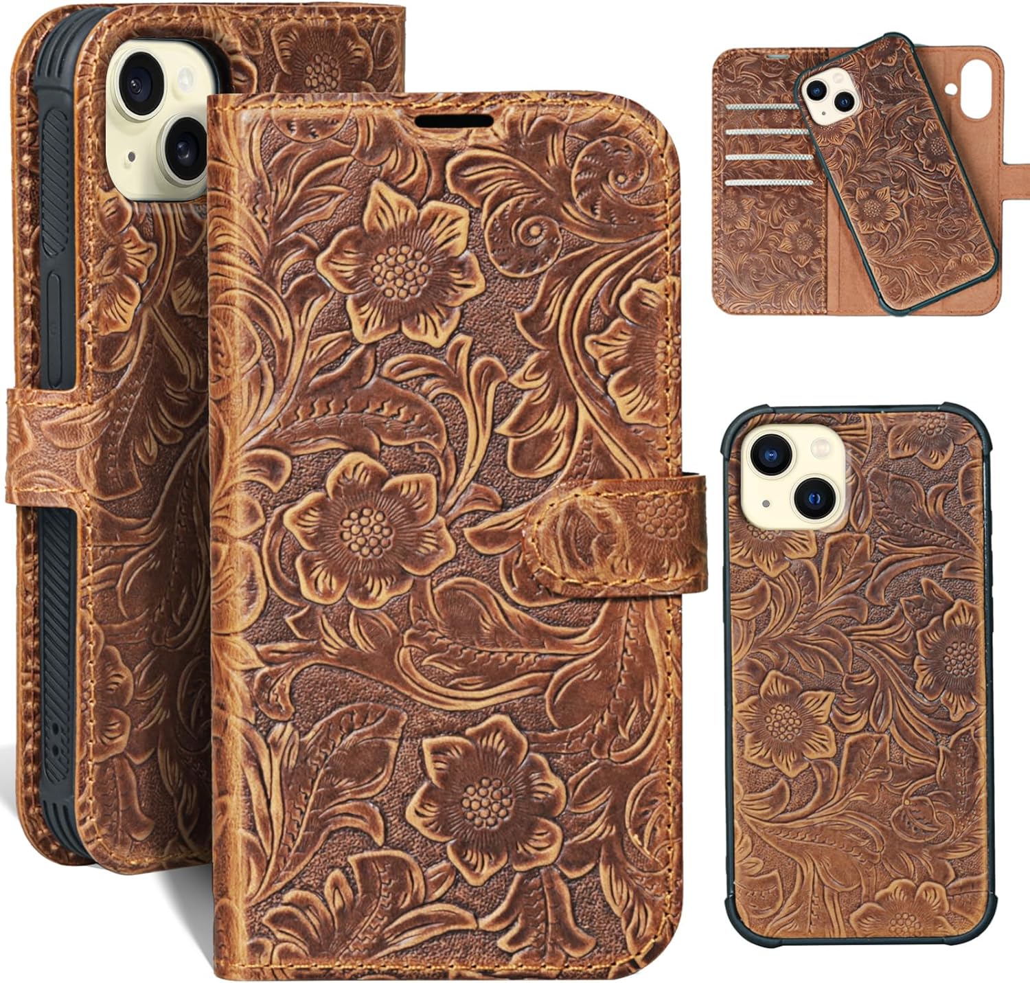 Leather Case Compatible with iPhone 14 Plus - 2-in-1 Wallet
