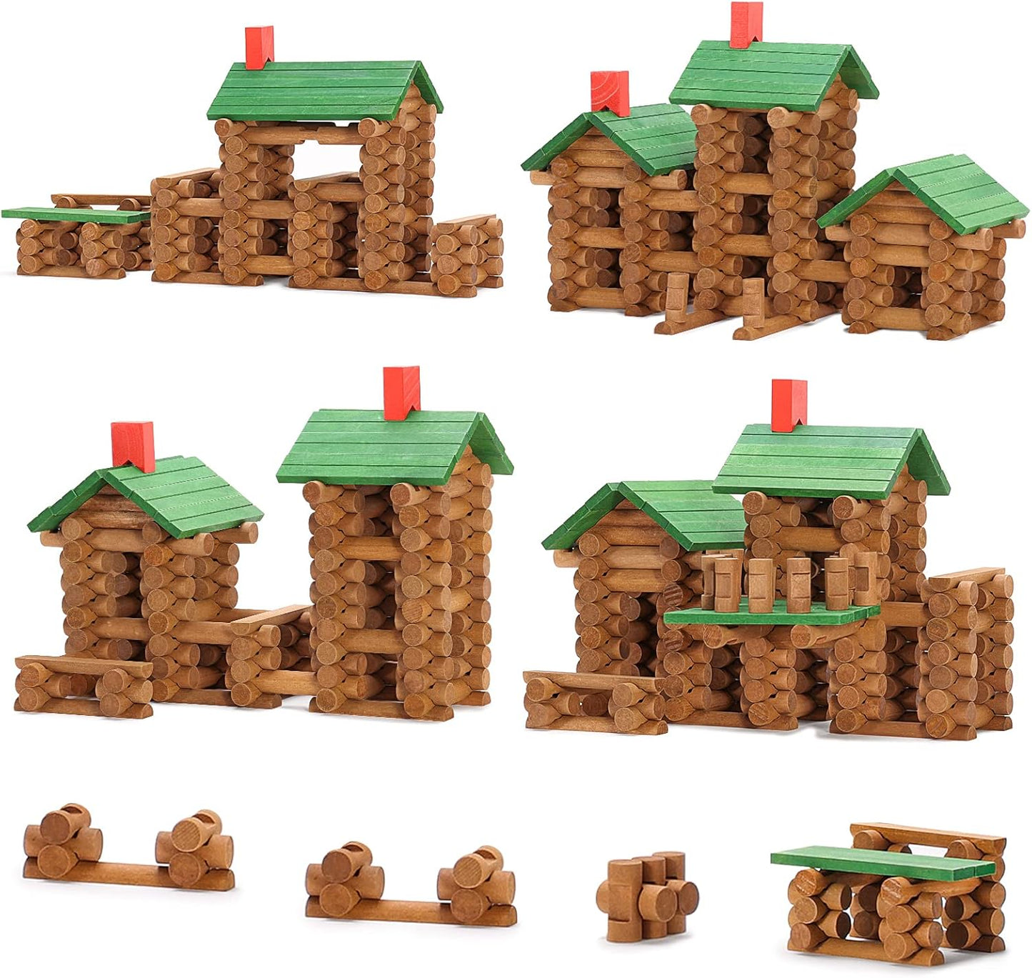 SainSmart Jr. 665 PCS Wooden Log Cabin Set for Creative Play