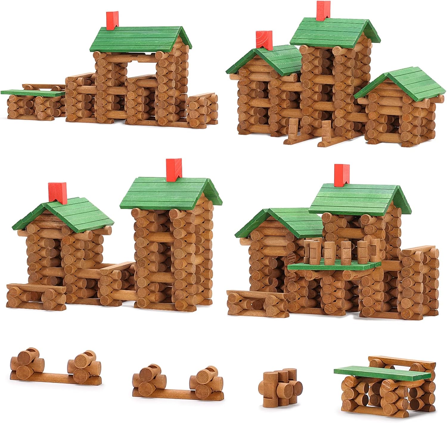 SainSmart Jr. 665 PCS Wooden Log Cabin Set for Creative Play