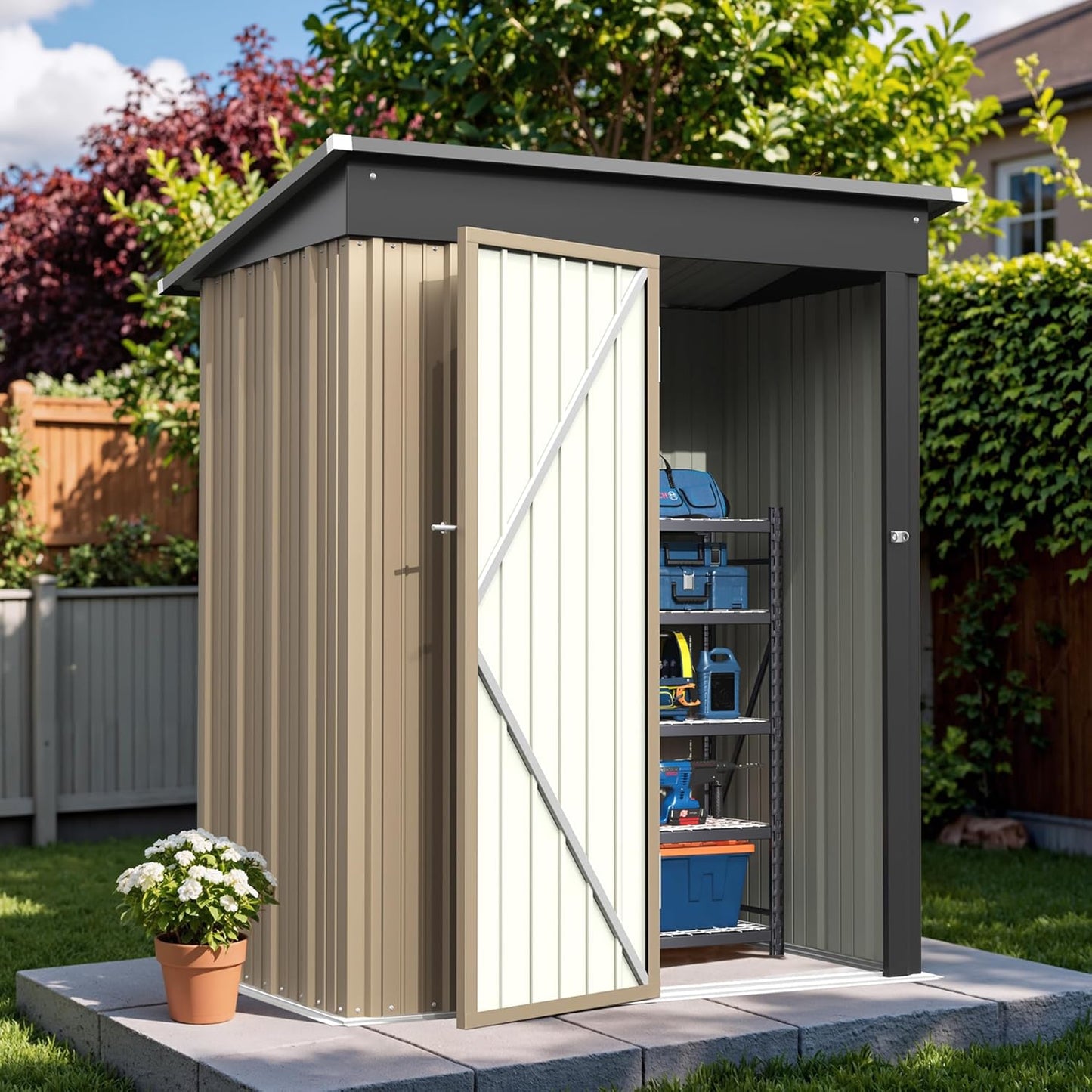 Greesum Outdoor Storage Shed 5 x 3 ft for Garden & Patio Use