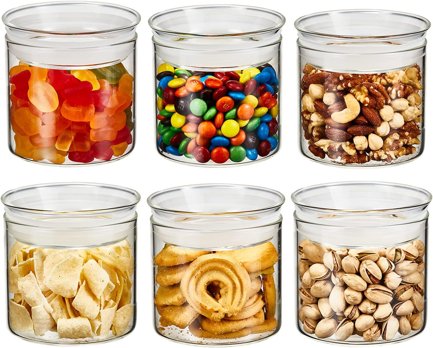 ZENS 17oz Glass Food Storage Jars Set of 6 for Kitchen Use
