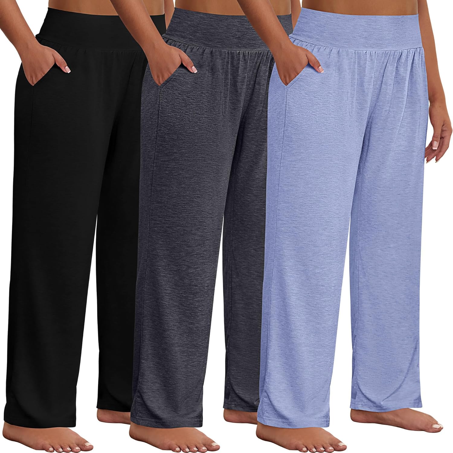 Neer Plus Size Wide Leg Yoga Pants with Pockets for Comfort