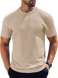 Men's Knit T-Shirt Crewneck Short Sleeve - Textured Casual Pullover