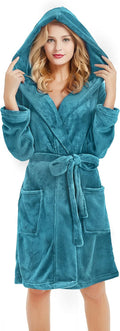 U2SKIIN Women Hooded Fleece Robe - Soft Short Plush Spa Bathrobe