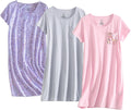 3 Pack Women's Cotton Nightgown Sleepdress - Soft Short Sleeve Set