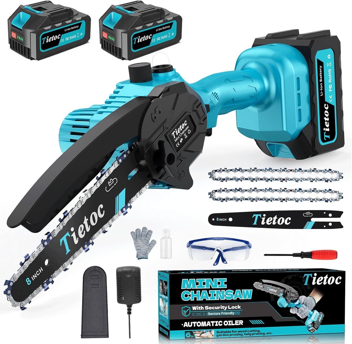 Tietoc Mini Chainsaw 8 Inch Cordless for Effortless Cutting