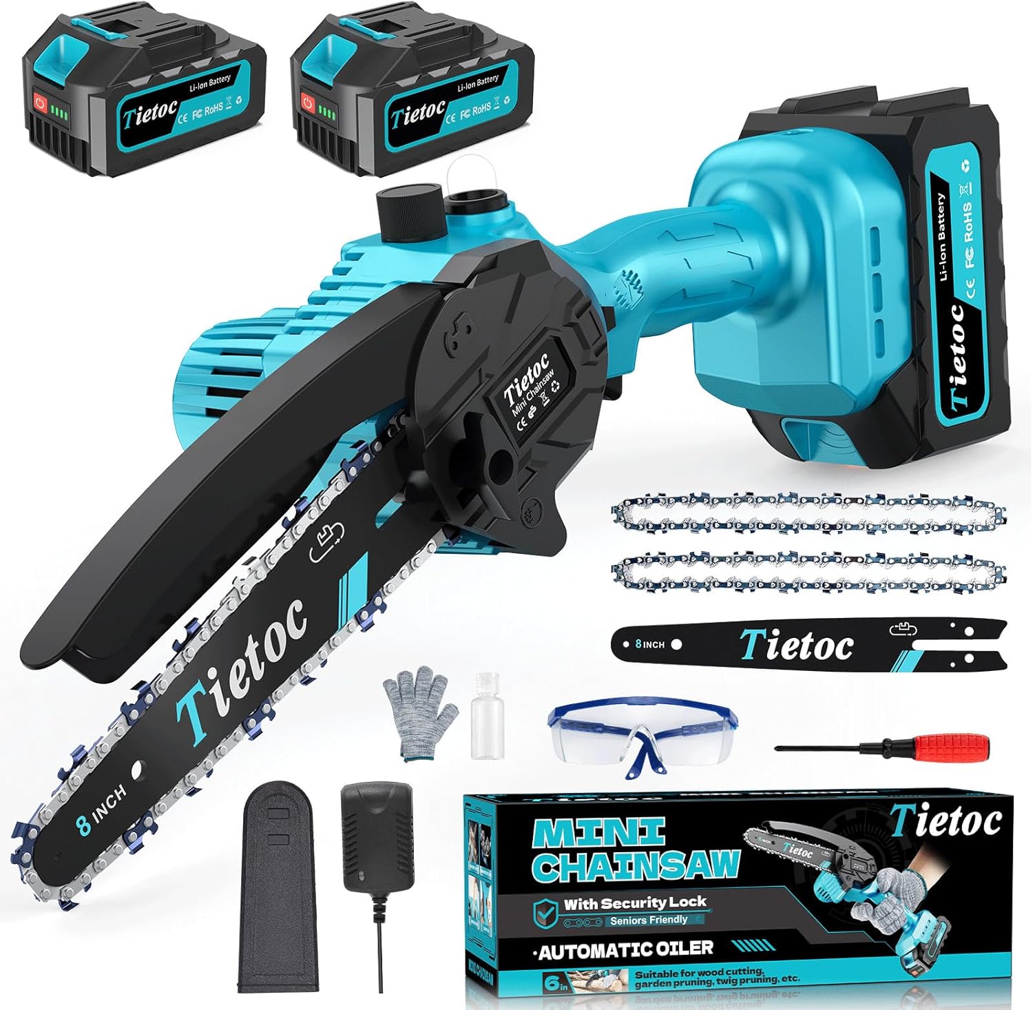 Tietoc Mini Chainsaw 8 Inch Cordless for Effortless Cutting